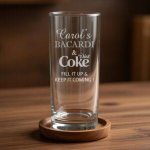 "White Rum Diet Cola" Personalised Hi-Ball Glass