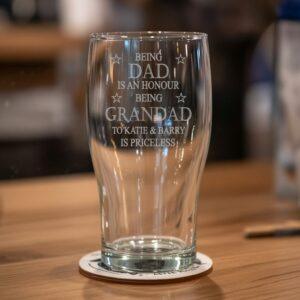 "Dad Grandad Priceless Pint" Personalised Pint Glass