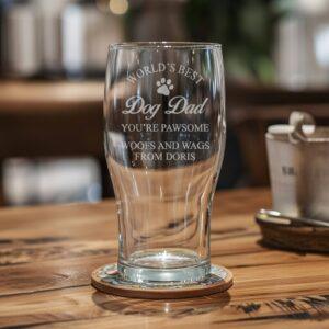 "World's Best Dog Dad" Personalised Pint Glass