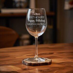 "Birthday Sixty & Sassy" Personalised Wine Glass