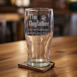 "The Dogfather Pint" Personalised Pint Glass