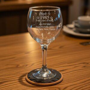 "Birthday Made In Gin" Personalised Gin Glass