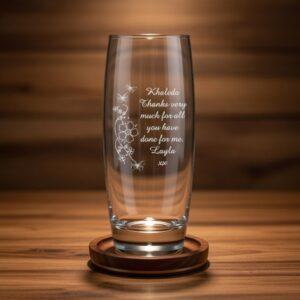 Flower Butterfly & Message Curved Highball Glass