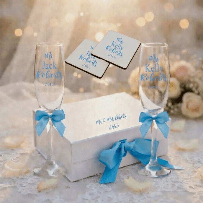 personalised Wedding flutes