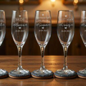 Wedding champagne flutes X5